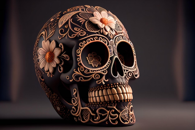 Calavera colorida decorada Día de Muertos México Generativo AIxA