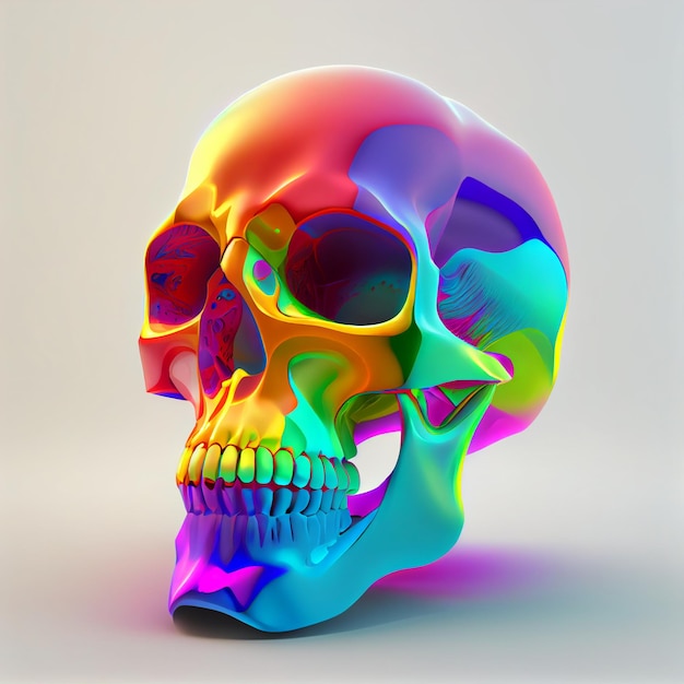 Una calavera colorida con la palabra calavera en ella