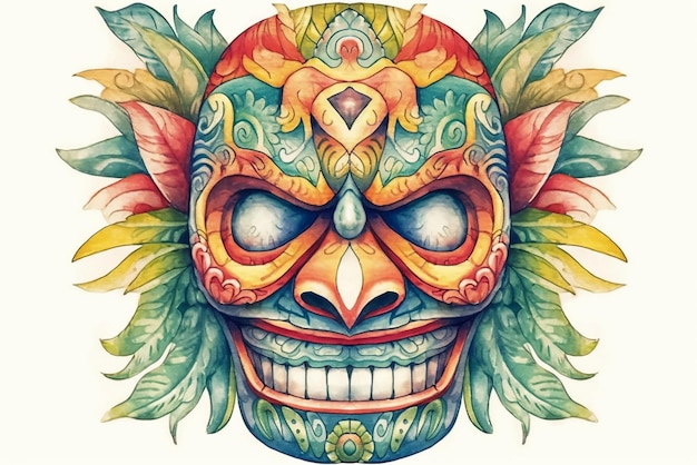 Una calavera colorida con una sonrisa.