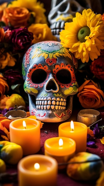 Calavera decorativa del Día de Muertos.