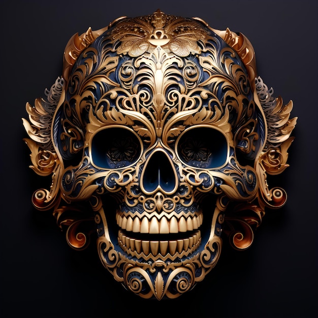 Calavera del día de los muertos súper detallada.