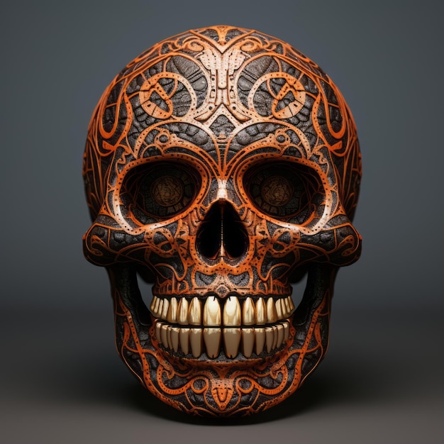 una calavera con diseños ornamentados