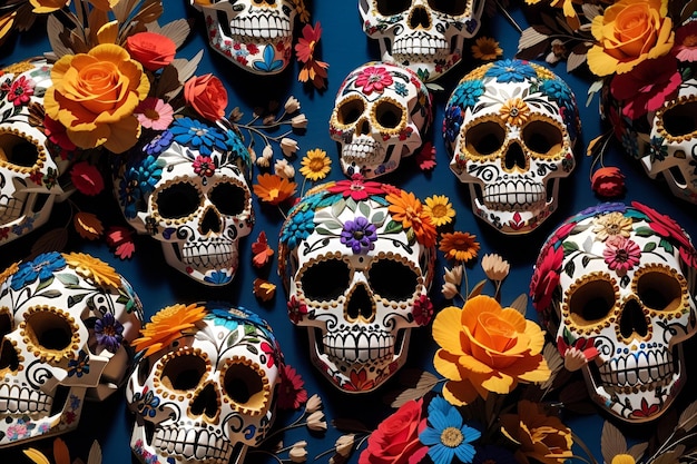 Calavera con estilo Dia De Los Muertos