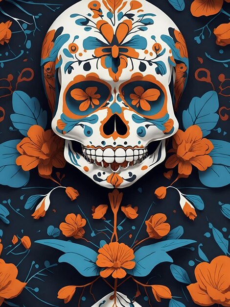 Calavera con estilo Dia De Los Muertos