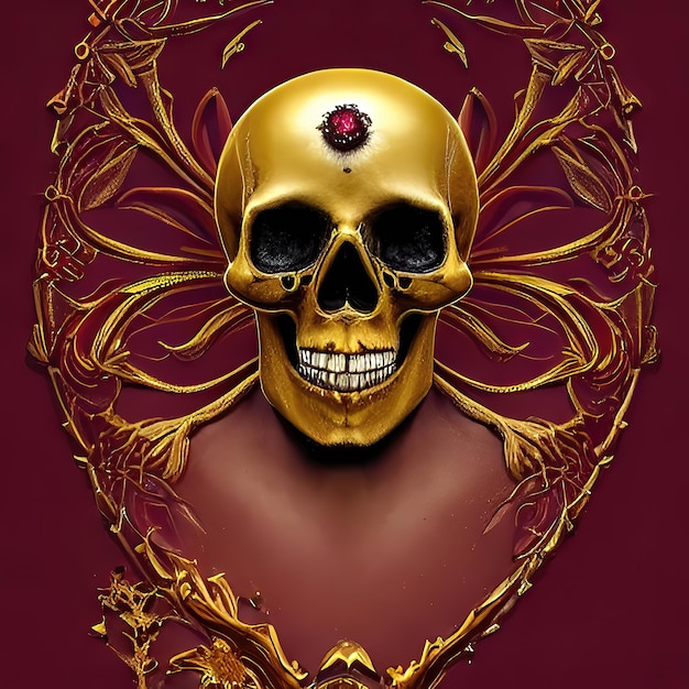 Calavera estilo floral de halloween en color dorado