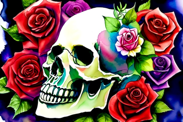 Calavera y flor