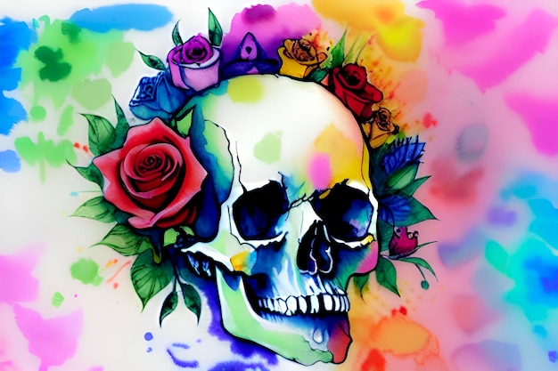 Calavera y flor