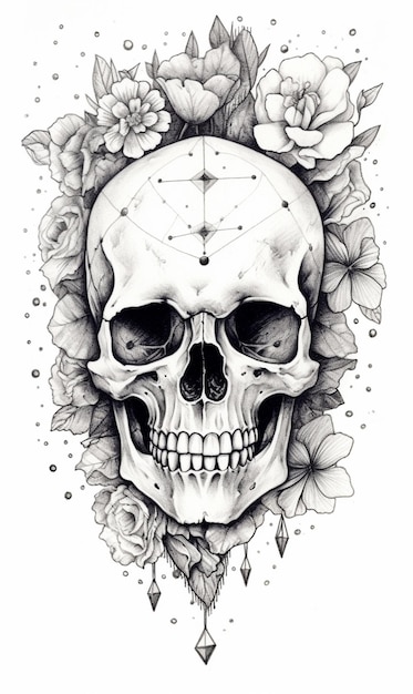 Una calavera con flores.