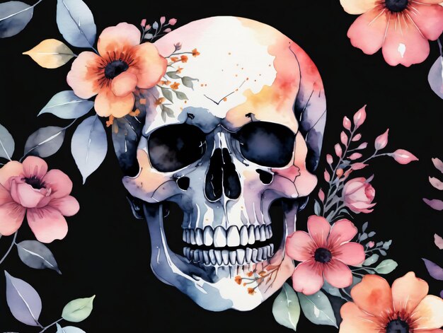 Una calavera con flores.