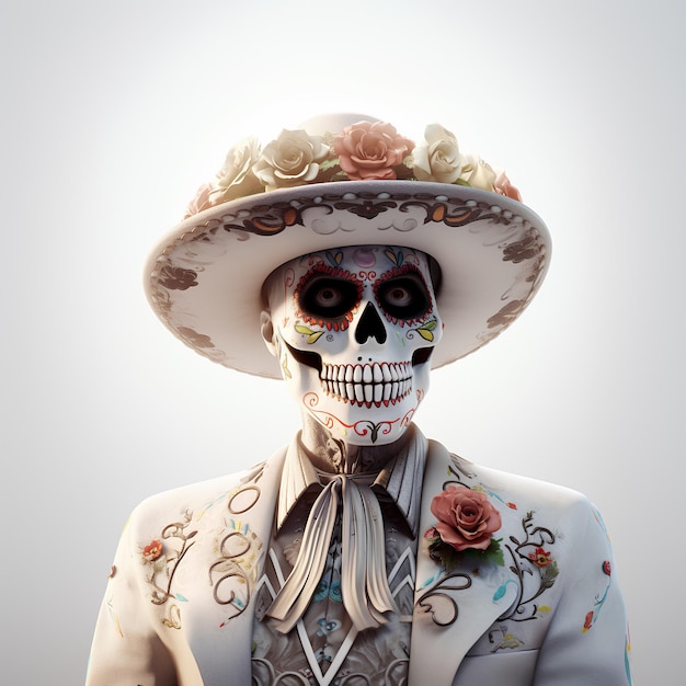 Calavera mexicana guapa y elegante