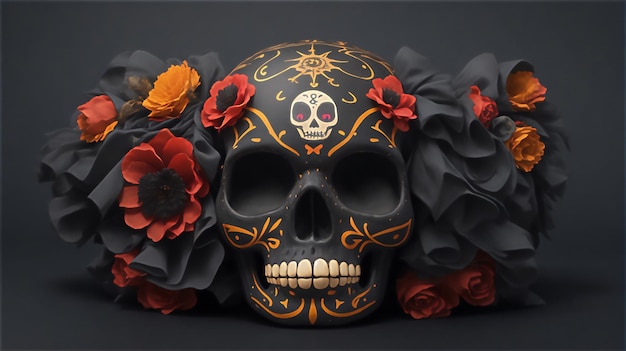 calavera mexicana oscura