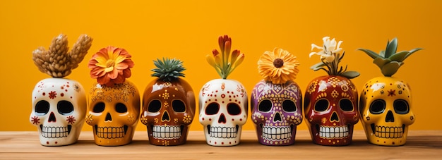 Calavera de muerte de color mexicano