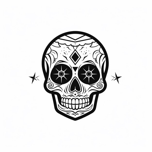 Una calavera con un patrón en blanco y negro.