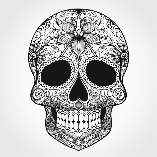 Una calavera con un patrón floral.