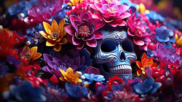 Calavera pintada con tema del Día de Muertos Dia de Muertos