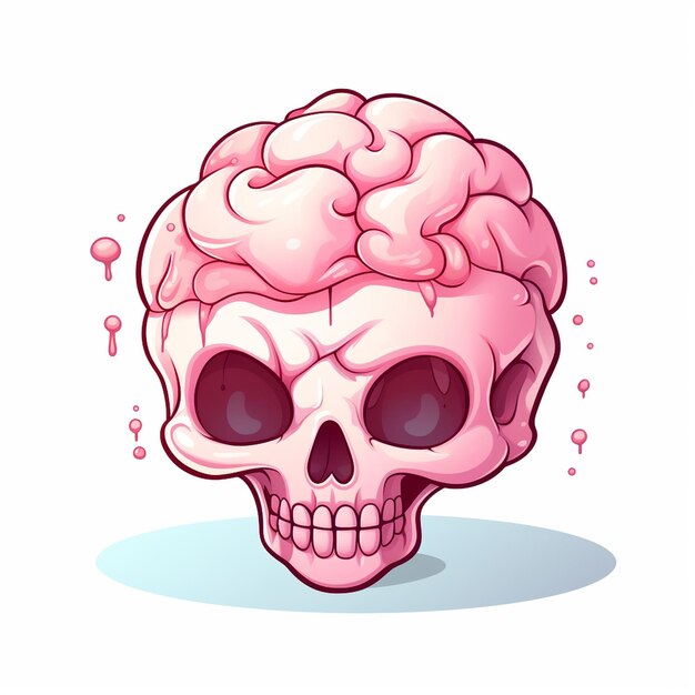 Foto una calavera rosa con un cerebro rosa y un cerebro rosa con un cerebro rosa en la parte superior.