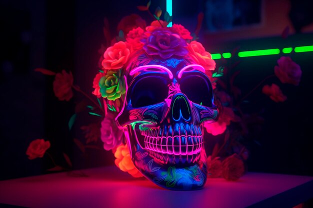 Una calavera con rosas