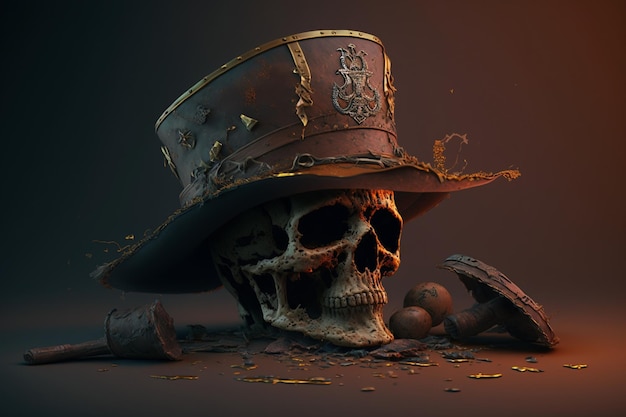 Una calavera con un sombrero que dice "calavera"