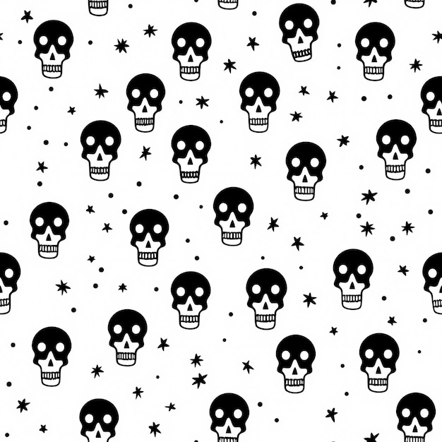 Foto calaveras en blanco y negro de patrones sin fisuras