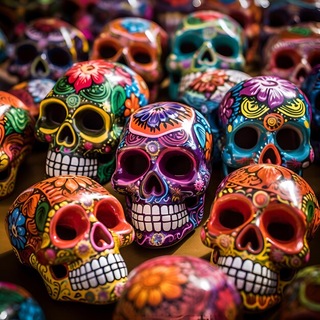 Las calaveras coloridas generan una imagen Día de los Muertos