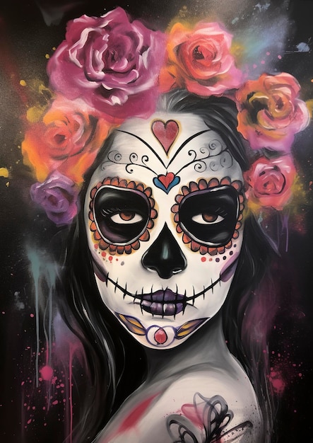 Calaveras del Día de los Muertos Dia de los Muertos Día de los Muertos y fondo mexicano de Halloween Festival de la tradición mexicana Día de los muertos calavera de azúcar Dia de los Muertos generar ai