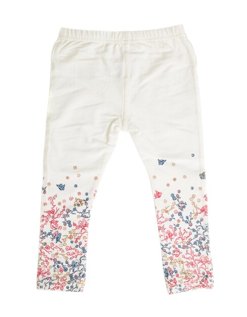 Foto calça jeans branca com estampa floral