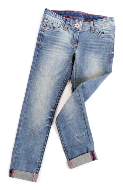 Calça jeans isolada em fundo branco