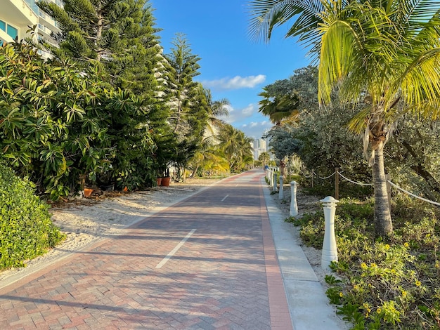 Calçada de exercício em Miami Beach sem pessoas