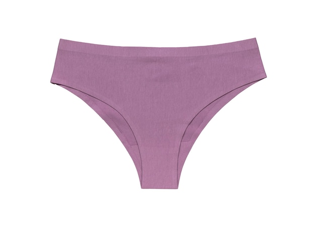 Calcinhas femininas roxas elegantes isoladas em um fundo branco O conceito de roupas íntimas femininas