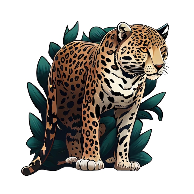 Calcomanía de jaguar de dibujos animados Perfecta para los amantes de los animales fácilmente personalizable para proyectos impresos o digitales