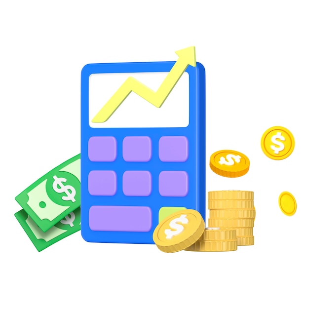 Calculadora de taxas de juro adesivo png fundo gráfico transparente 3D