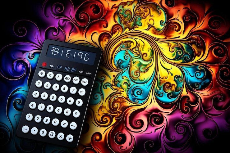 Foto calculadora con diseños fractales en los botones