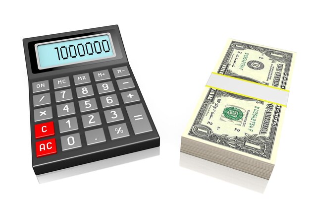 Calculadora e notas de dólar