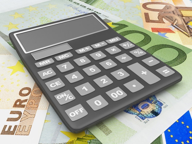 Calculadora em notas de euro 3d