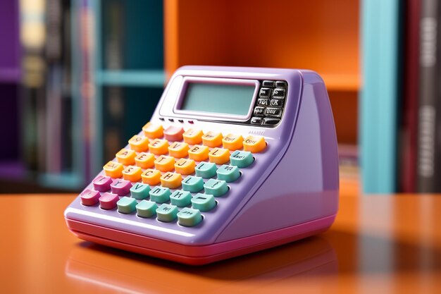 Calculadora em superfície colorida ar c v
