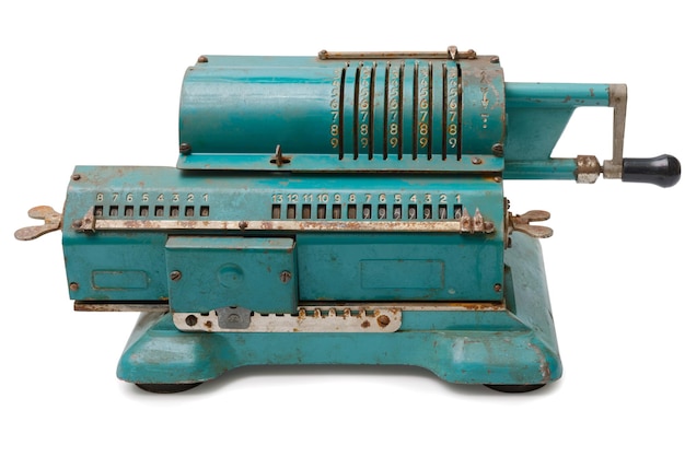 Calculadora de molinete mecánico vintage