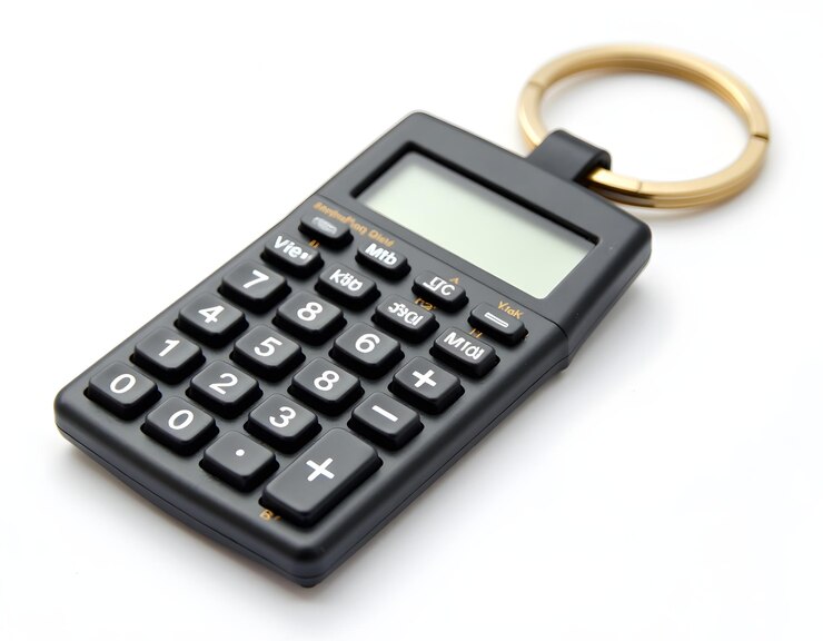 una calculadora negra con el número 1 en ella