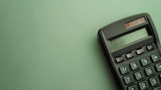 Foto calculadora negra sobre un fondo verde