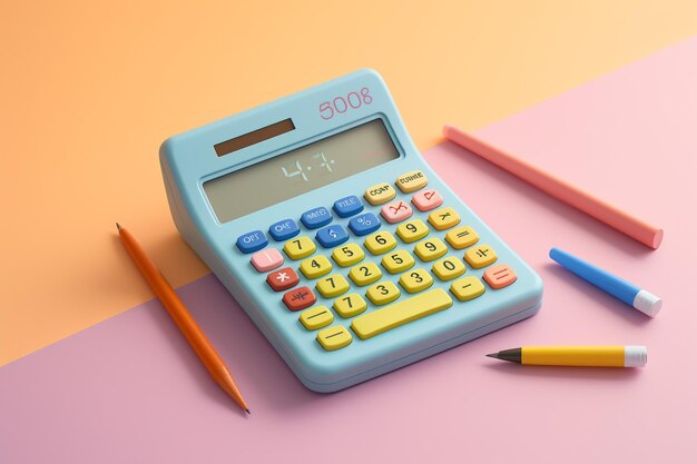 Calculadora en superficie coloreada