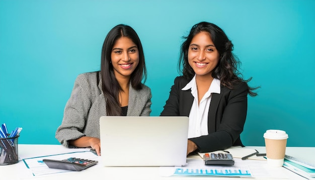 Calculando el éxito Indias mujeres contadoras colaborando