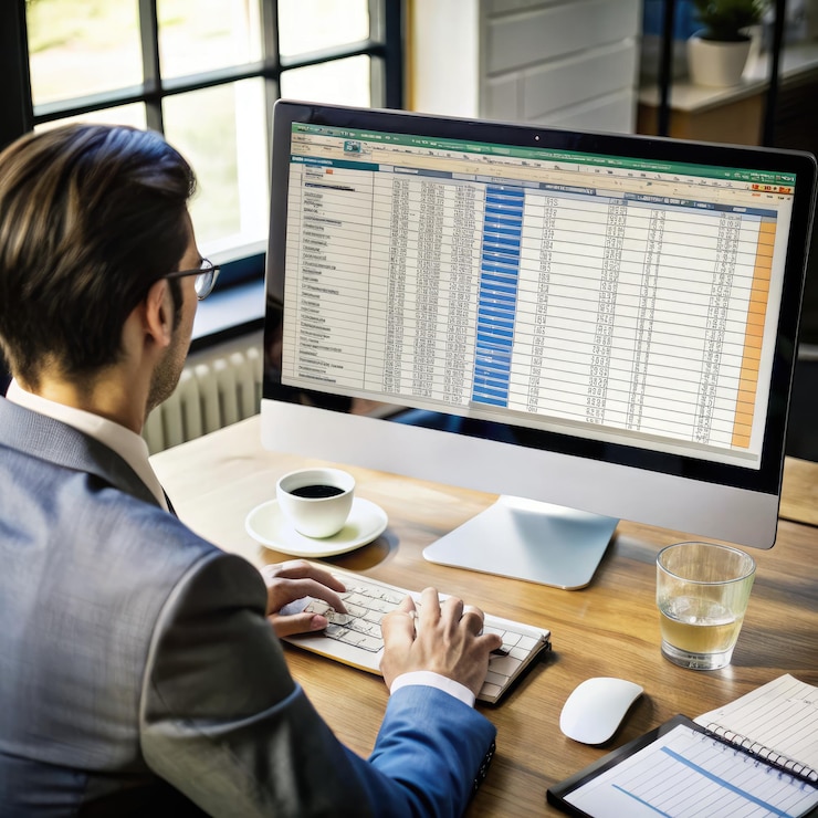 Foto cálculo profesional de los salarios de los empleados utilizando las directrices de la escala estándar de excel ia generativa