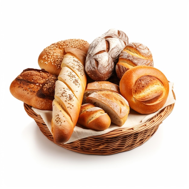 caldo de pão na cesta de madeira