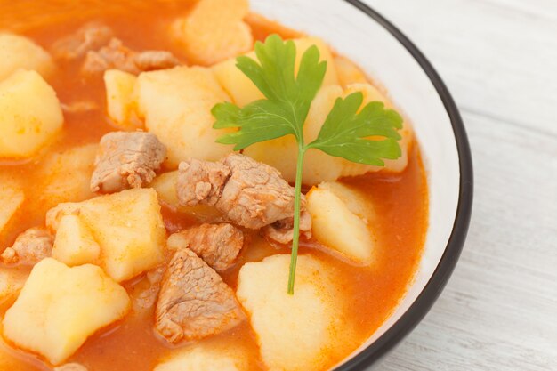 Caldo estofado de carne a fuego lento