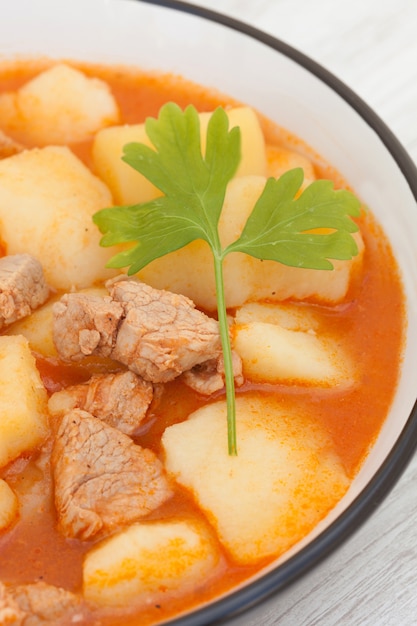 Caldo estofado de carne a fuego lento