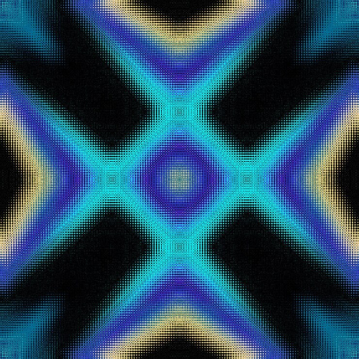 Foto un caleidoscopio colorido de una flor con un fondo azul.