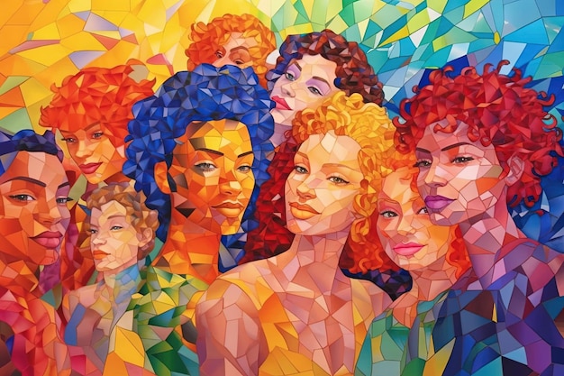 Caleidoscopio de identidades La identidad única está representada por un intrincado mosaico de colores y formas que celebran la belleza de la diversidad con la ilustración generativa de los colores del arco iris LGBTQ