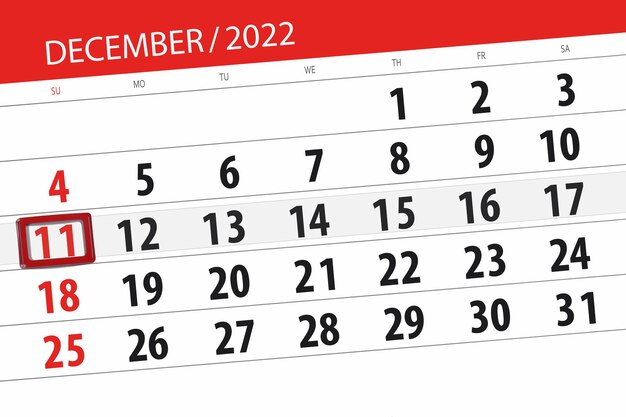 Calendario 2022 fecha límite día mes página organizador fecha diciembre domingo número 11