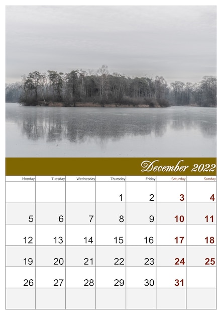 Calendario para 2022 en formato 4 con hermosas fotos de la naturaleza.