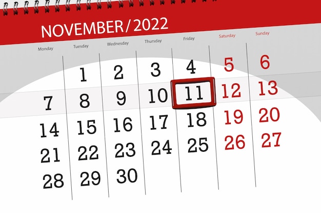 Calendário 2022 prazo dia mês página organizador data novembro sexta-feira número 11