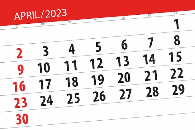 Calendario 2023 fecha límite día mes página organizador fecha abril
